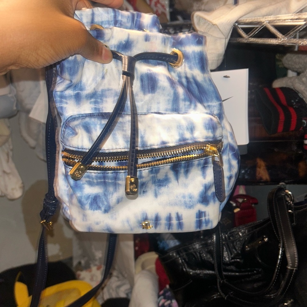 Ralph Lauren Blue Crossbody Bag with Gold-Toned Hardware